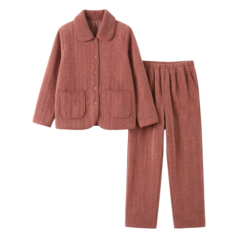 姬玛秋冬季加绒加厚保暖复合绒雪睡衣/家居服套装