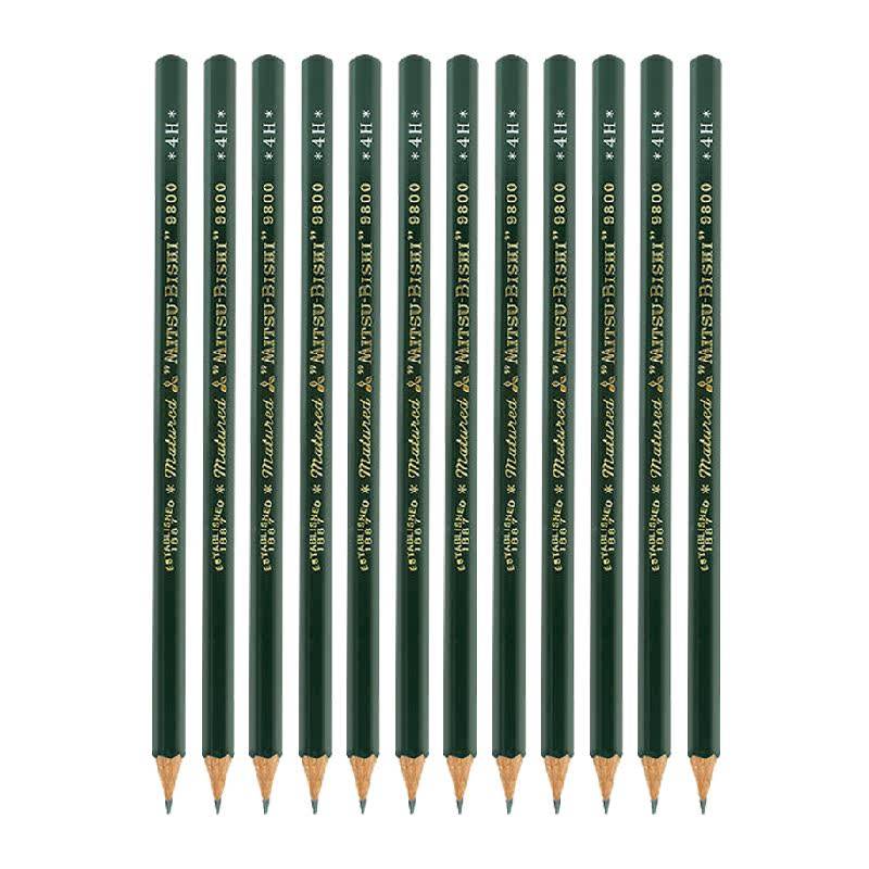 原装进口日本uni三菱9800学生书写铅笔素描绘图美术六角杆2BHB6BF