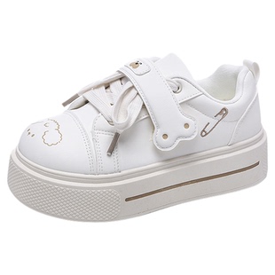 鲁鲁蛋 增高厚底小白鞋女鞋2026新款魔术贴板鞋子可爱小狗面包鞋