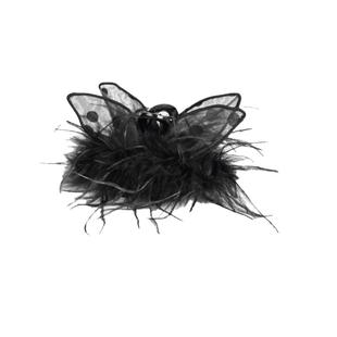 蓬松丝带羽毛抓夹女2025新款高端后脑勺毛毛发夹中号鲨鱼夹子头饰