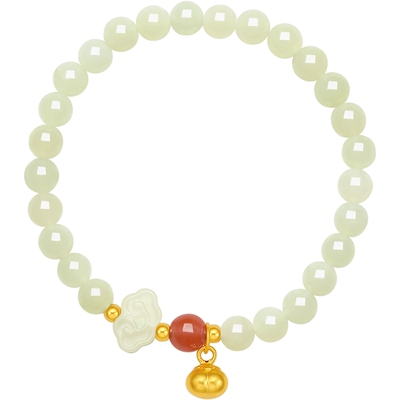 周六福金镶玉吉祥柿柿如意手串