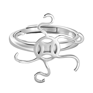 S925纯银戒指空托diy镶嵌异形随形水滴佛公不规则开口戒指托男女