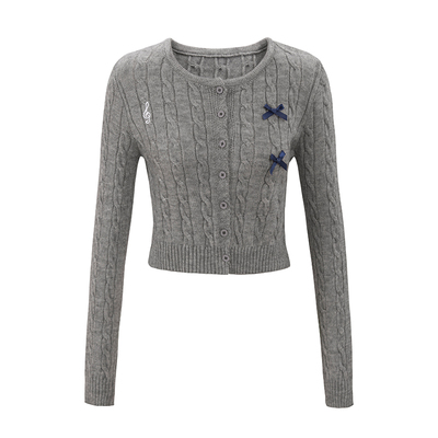 UNIFREE单排扣甜美针织开衫