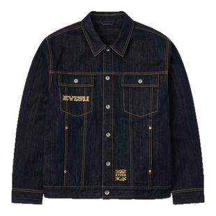 EVISU福神 2025秋季男士时尚仙鹤刺绣翻领牛仔夹克外套