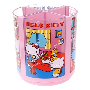 日本正版三丽鸥库洛米玉桂狗卡通儿童kitty画笔 四格收纳罐 笔筒