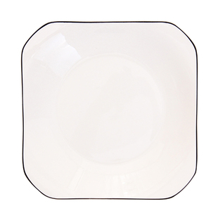 简约北欧黑白陶瓷饭碗盘家用吃饭小米饭碗菜盘碗勺餐具小汤碗DIY