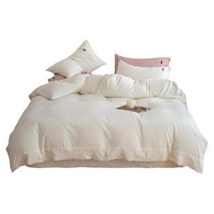 艾美家A+云倍尔床上用品四件套法式蕾丝唯美舒适简约床单床笠被套