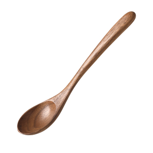 黑胡桃木勺长柄吃饭用调羹勺子日式家用木头汤勺小咖啡勺汤匙