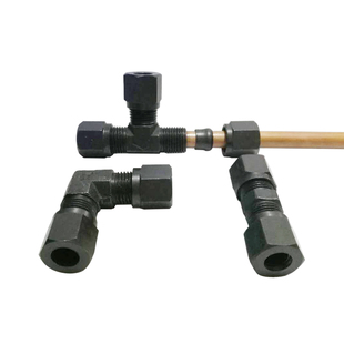 液压卡套式直通接头高压钢船用钢管铜管卡套直通直角弯头三通接头