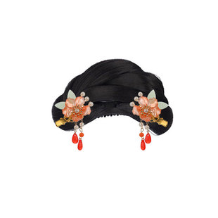 汉服女童头饰儿童古风假发抓夹一体式宋制盘发造型古装发髻垫发包