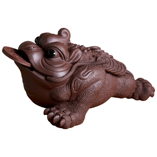 紫砂茶宠金蟾精品可养金蝉茶艺茶桌茶具茶盘蟾蜍摆件茶玩功夫茶道