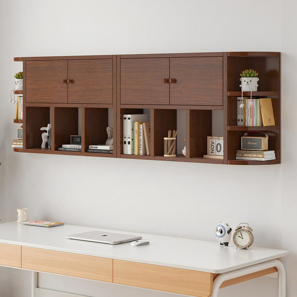 实木墙上书架置物架客厅沙发架书柜墙壁柜收纳架吊柜物儿童储装饰