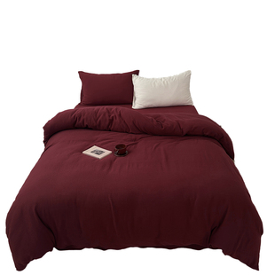 Ancora/复古安哥拉红色全棉皱皱纱床上四件套纯棉床单笠被套床品