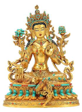 藏村铜鎏金客厅铜像藏式摆件