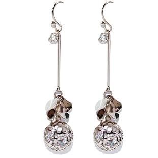 时尚镂空闪钻花球耳环无耳洞蚊香盘耳夹女银耳钩耳饰个性小众设计