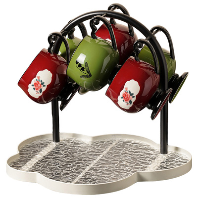 中式复古马克杯套装杯架收纳