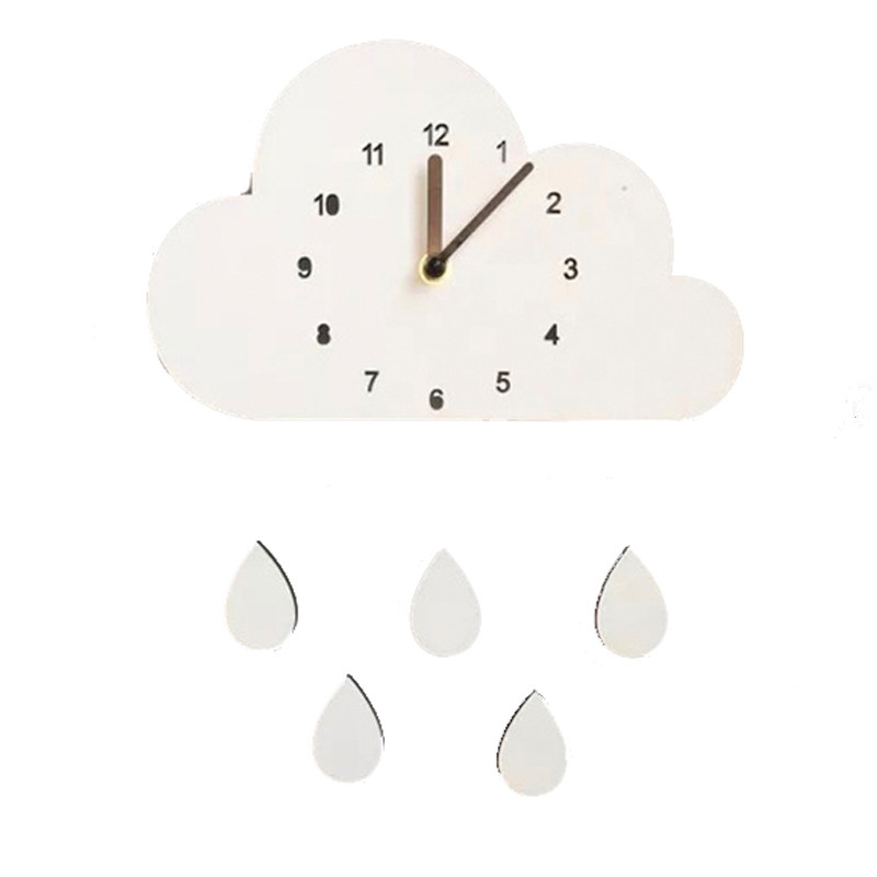 ins北欧白色云朵雨滴拍照挂钟