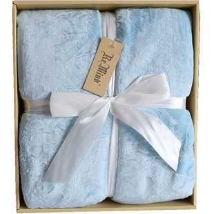 美式沙发毯儿童毛毯子礼盒装送礼珊瑚绒法兰绒午睡毯子送人礼品毯