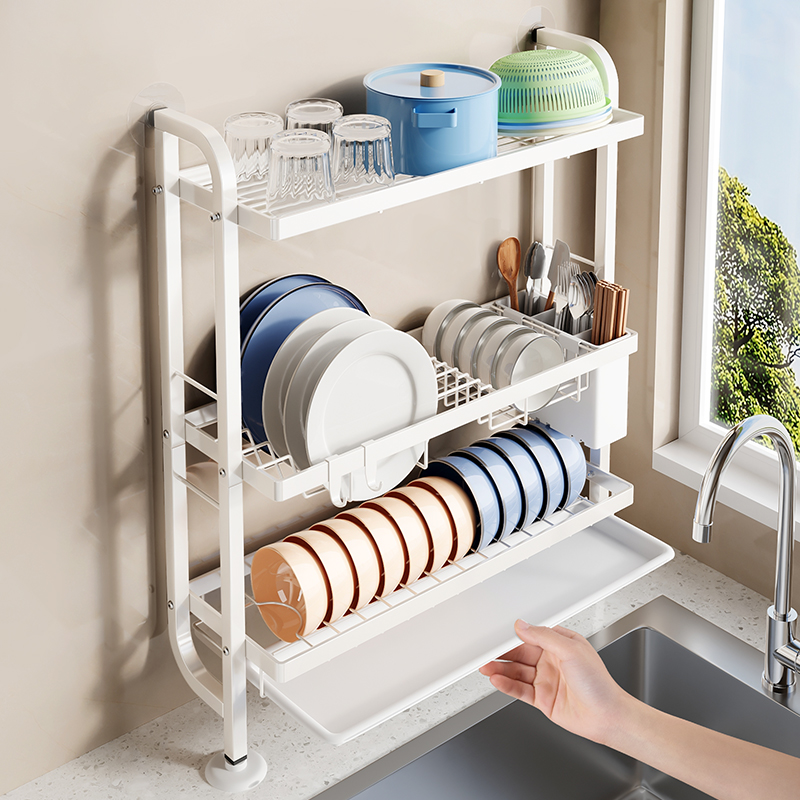 碗碟收纳架窄边沥水架碗架水槽厨房多层夹缝置物架上墙壁碗盘架子