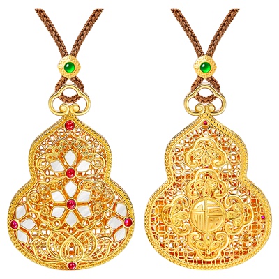金色花丝镶嵌葫芦吊坠