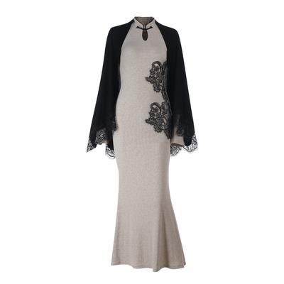 新中式刺绣旗袍长袖连衣裙