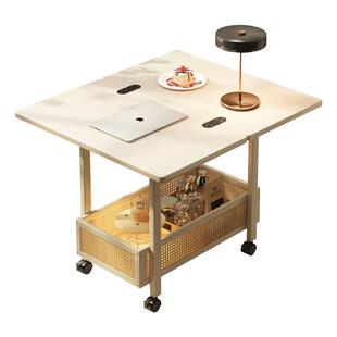 可移动边几沙发边柜小户型客厅家用阳台茶几折叠推车中古风卧室桌