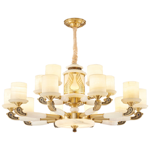 新中式高端全铜客厅吊灯玉石中国风禅意广东中山灯具厂直销旗舰店