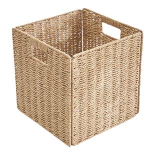 仿藤编收纳筐格子柜收纳藤编收纳筐多功能正方形收纳盒布艺定制多