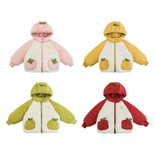 幼悠女童杜邦三防水果棉服冬季童趣可爱蓬松厚实防风保暖连帽外套