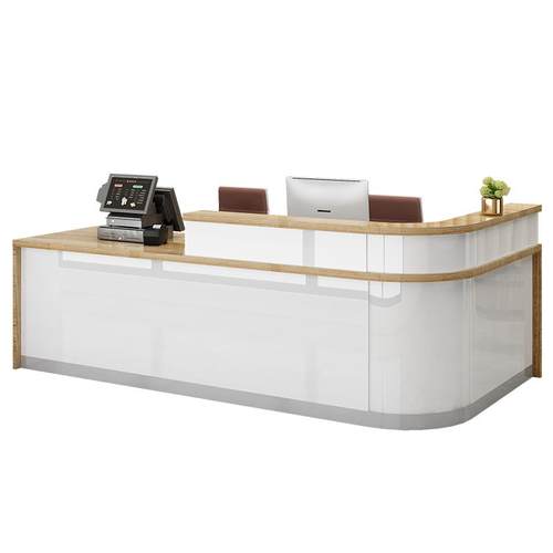 公司前台接待台服装店收银台转角吧台柜台办公桌简约现代商用烤漆