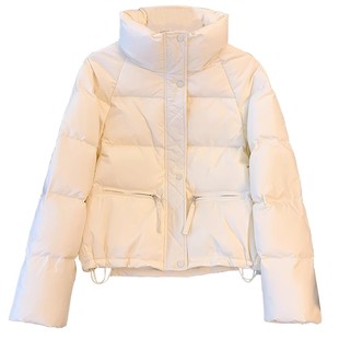 白色立领超好看短款羽绒服女2025冬季新款泡芙收腰面包服小款外套