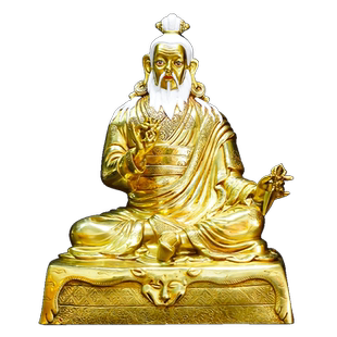 欧斯特《敦珠法王铜像摆件》錾刻尼泊尔工艺家居客厅鎏金铜器7寸