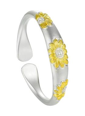 足银999古法向日葵手镯