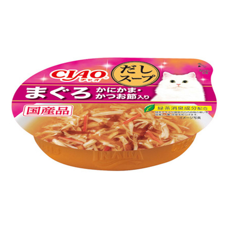 日本Ciao伊纳宝海鲜烧津金枪鱼扇贝高汤杯猫零食湿粮罐头绿茶消臭