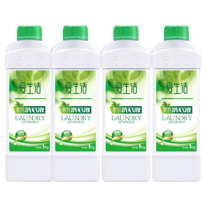 绿叶爱生活洗衣液4瓶装多效小分子花香除螨无荧光剂洁净去污护色