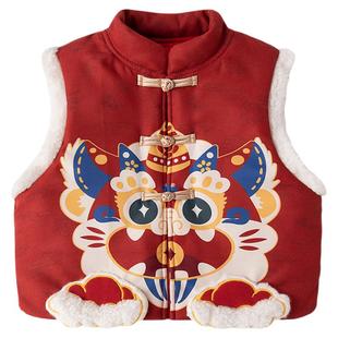 嘟嘟家宝宝马甲红色婴儿衣服儿童冬季新年背心男童女童国风拜年服