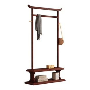 新中式实木一体衣帽架卧室落地衣架新款民宿古风多功能展示挂衣架