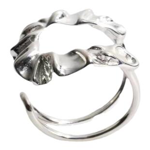 925镀银不规则锡纸戒指小众设计感轻奢时尚夸张个性潮流开口戒指