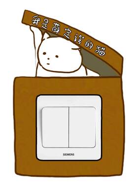 原创手绘薛定谔的猫卧室开关贴