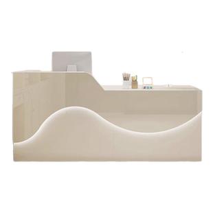 收银台吧台烤漆小型美容院柜台商用吧台简约现代桌公司前台接待台