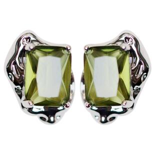 小众橄榄绿耳钉女高级感合成锆石耳环新款2026年爆款个性气质耳饰