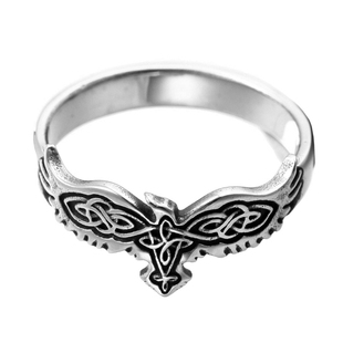 潮牌原创设计凯尔特结维京乌鸦戒指钛钢复古风不掉色小巧男女指环