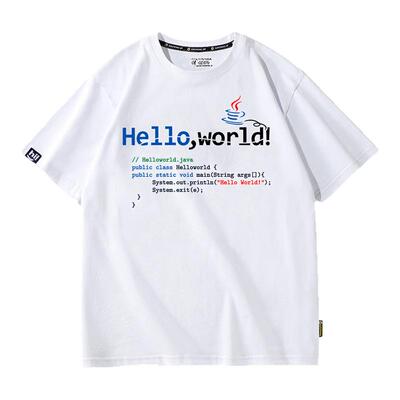 程序员python编程语言hello world源代码极客java学生短袖纯棉T恤