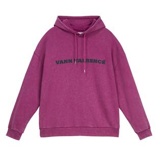 【Yamy同款】VANN VALRENCE水洗做旧字母印花情侣款紫色连帽卫衣