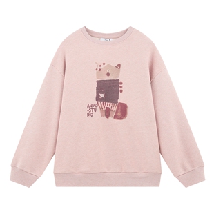 ei童装女童套头卫衣2025秋装新款中大童韩版宽松休闲卡通设计上衣