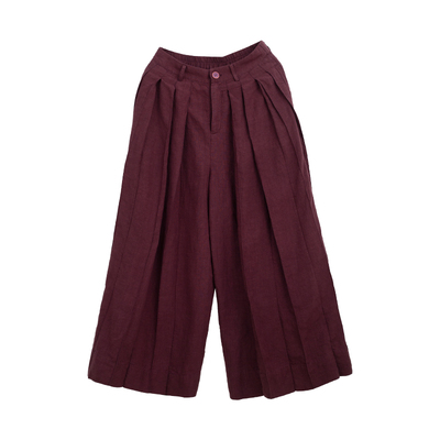 忘城Y638座/岁月沉香/春季拉风武士裤进口14支干洗亚麻宽松长裤女