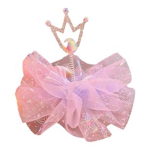 韩国儿童网纱皇冠发夹女童新款公主头饰宝宝生日王冠发卡顶夹发饰