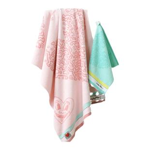 金号毛巾浴巾凯斯·哈林涂鸦艺术系列纯棉A类全棉柔软套巾组合