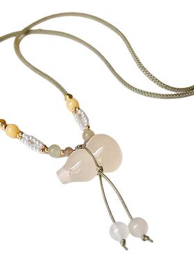 古里雅葫芦吊坠编织绳项链高级感