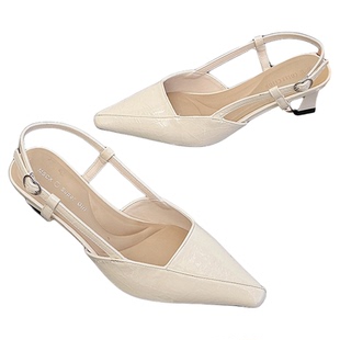 法式高跟包头凉鞋女2026新款夏外穿配裙子小个子粗跟气质后空单鞋